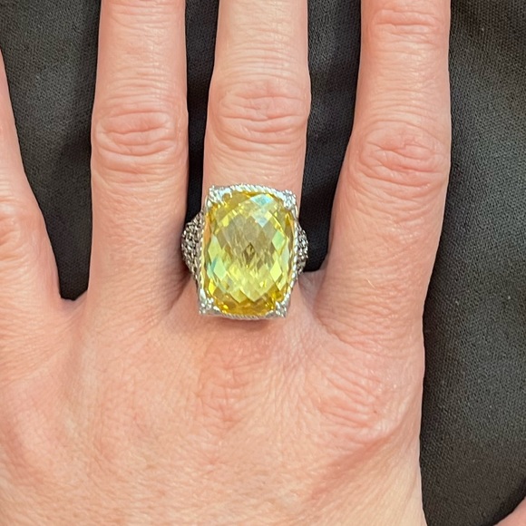 Judith Ripka Yellow stone and CZ Ring; size 6.5 - Picture 1 of 6